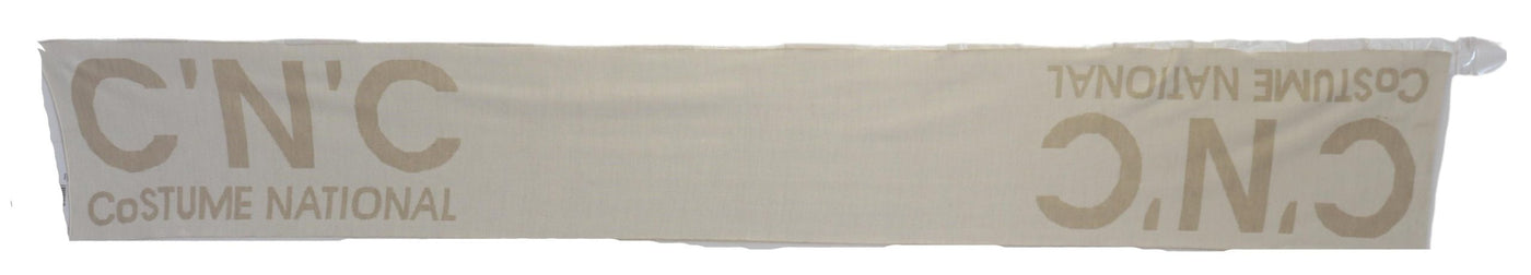 Écharpe châle et chauffe-mains Costume National beige et blanc avec logo