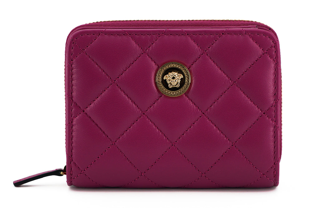 Versace Elegante Paarse Gewatteerde Leren Portemonnee
