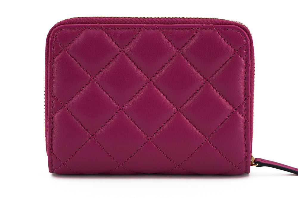 Versace Elegante Paarse Gewatteerde Leren Portemonnee