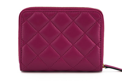 Versace Elegante Paarse Gewatteerde Leren Portemonnee