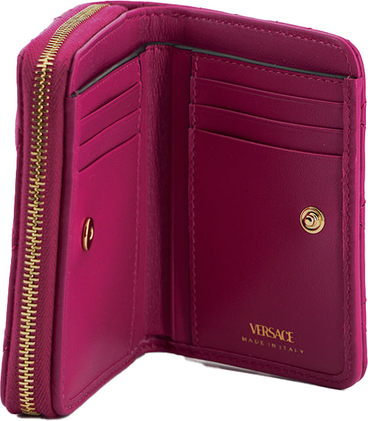 Versace Elegante Paarse Gewatteerde Leren Portemonnee