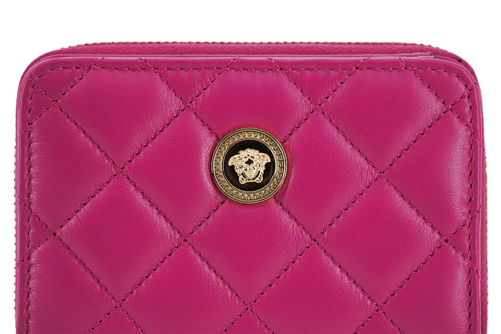 Versace Elegante Paarse Gewatteerde Leren Portemonnee