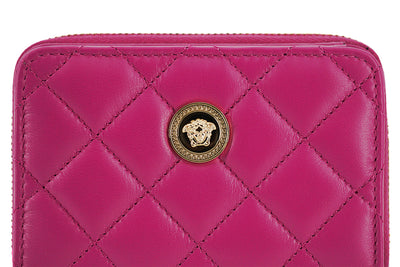Versace Elegante Paarse Gewatteerde Leren Portemonnee