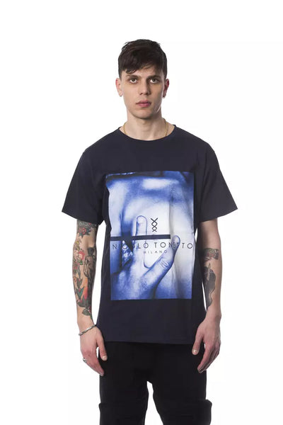 T-shirt homme en coton bleu Nicolo Tonetto