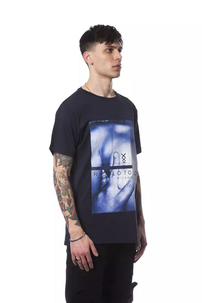 T-shirt homme en coton bleu Nicolo Tonetto