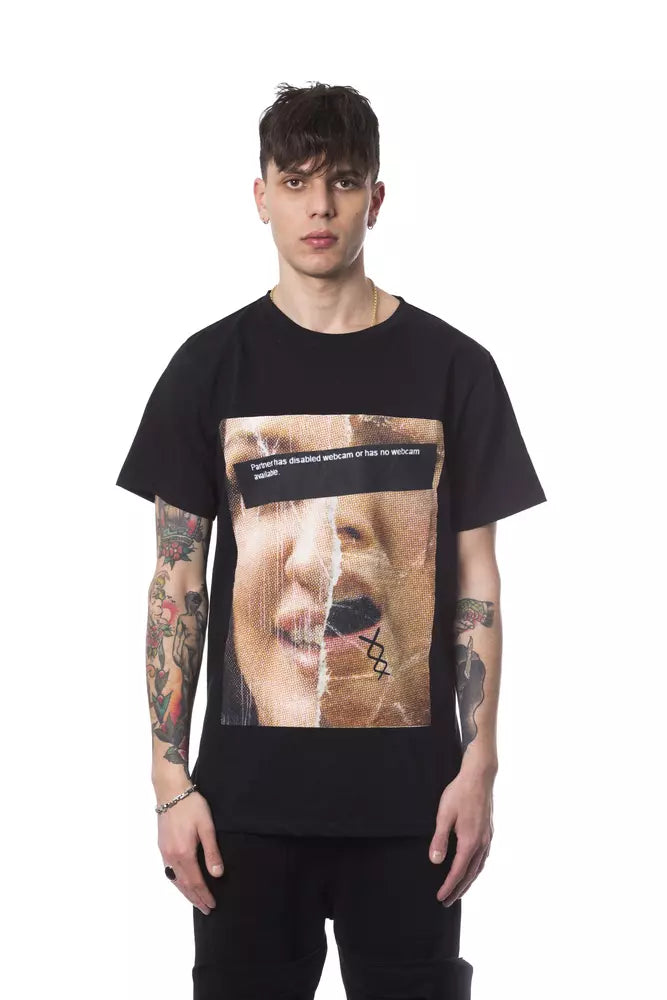 T-shirt homme en coton noir Nicolo Tonetto