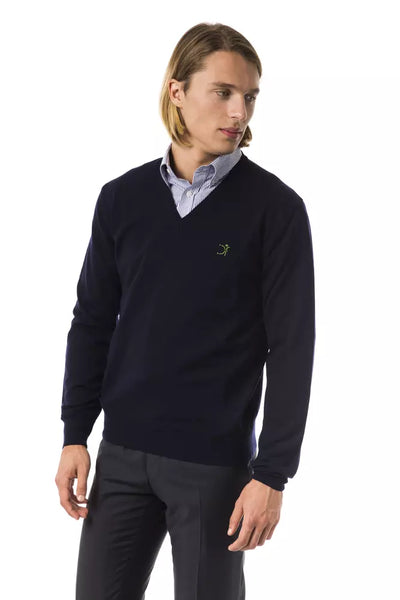 Uominitaliani Blue Merino Men Sweater