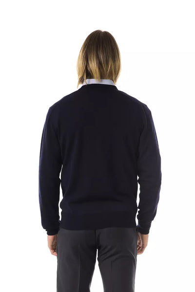Uominitaliani Blue Merino Men Sweater
