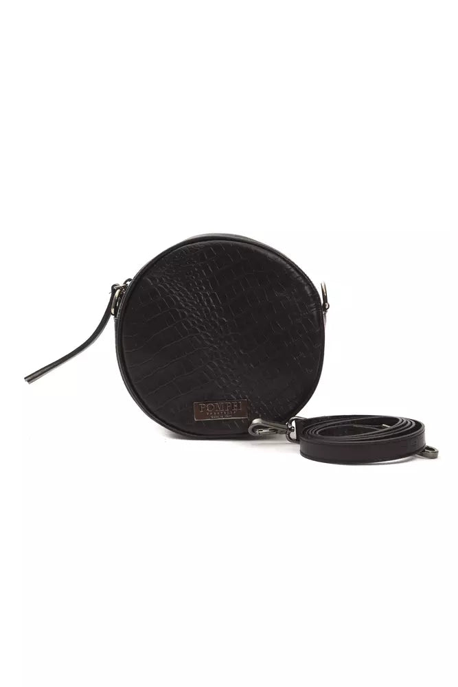 Pompei Donatella Zwarte Leren Dames Crossbody Tas