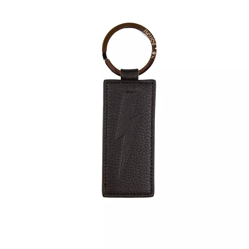 Neil Barrett zwarte leren heren sleutelhanger