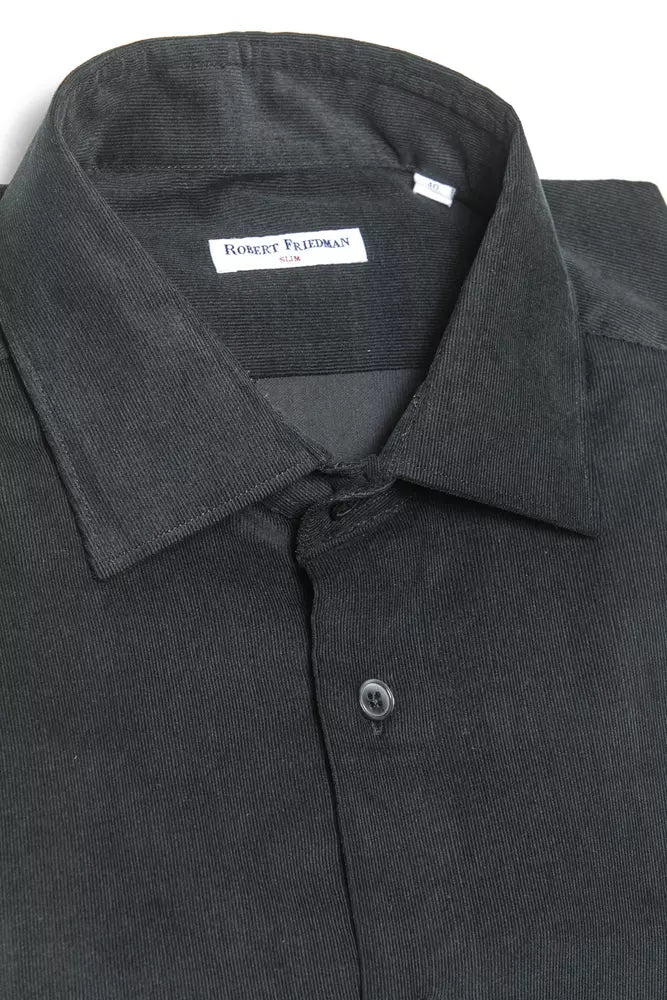 Chemise homme en coton noir Robert Friedman