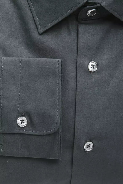 Robert Friedman Black Cotton Men's Slim Shirt