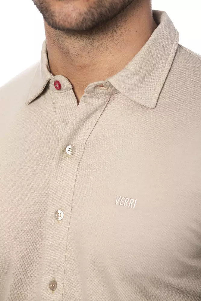 Verri Beige Katoenen Herenoverhemd