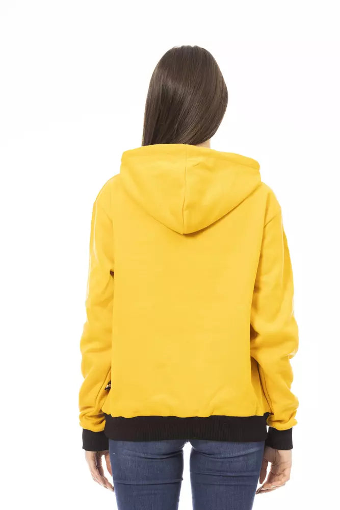 Sweat à capuche Baldinini Trend en coton jaune pour femme