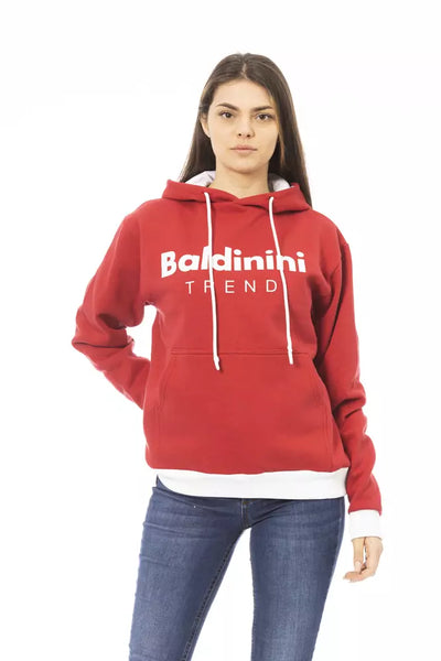 Sweat à capuche femme en coton rouge Baldinini Trend