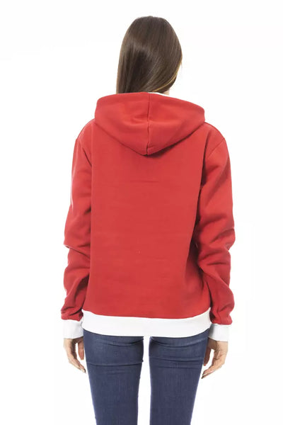 Sweat à capuche femme en coton rouge Baldinini Trend