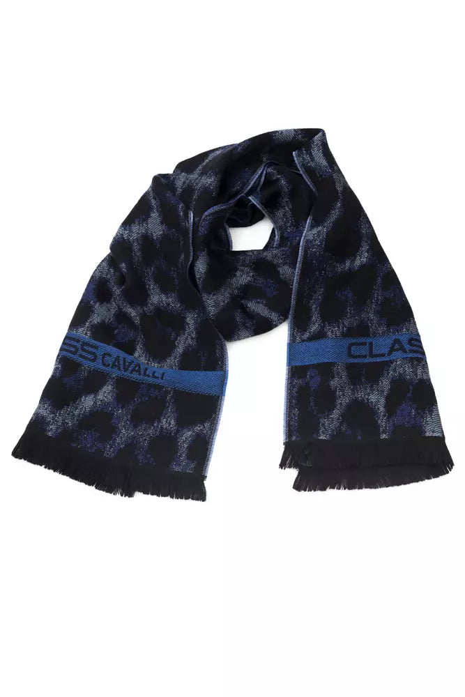 Écharpe Cavalli Class en laine bleue pour homme