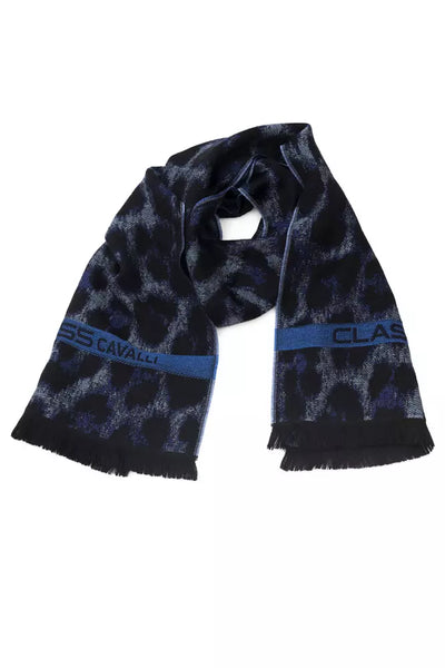 Écharpe Cavalli Class en laine bleue pour homme