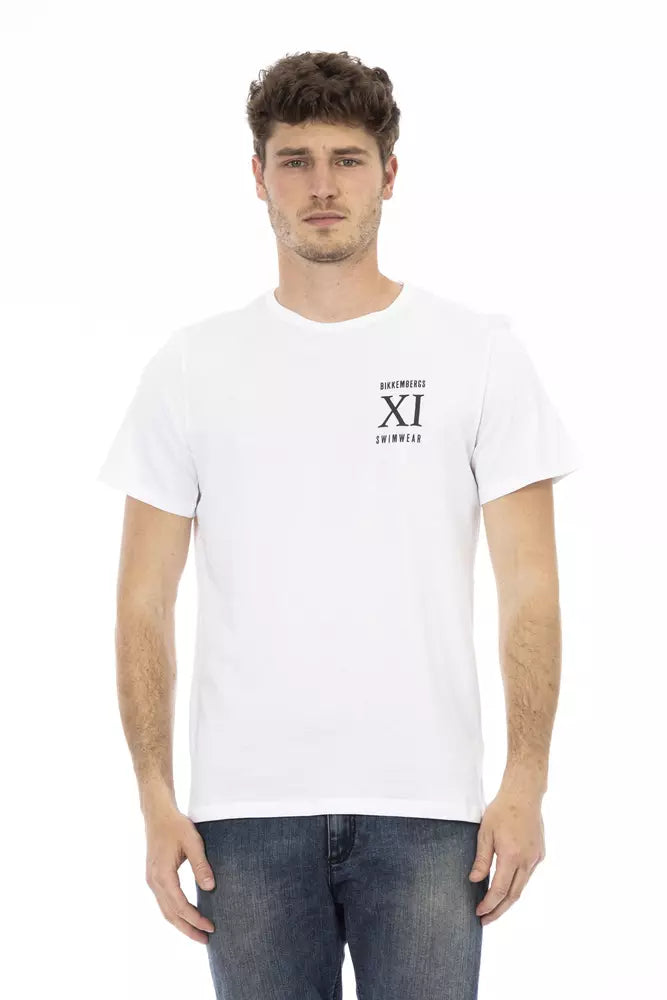 T-shirt blanc élégant imprimé sur le devant de Bikkembergs