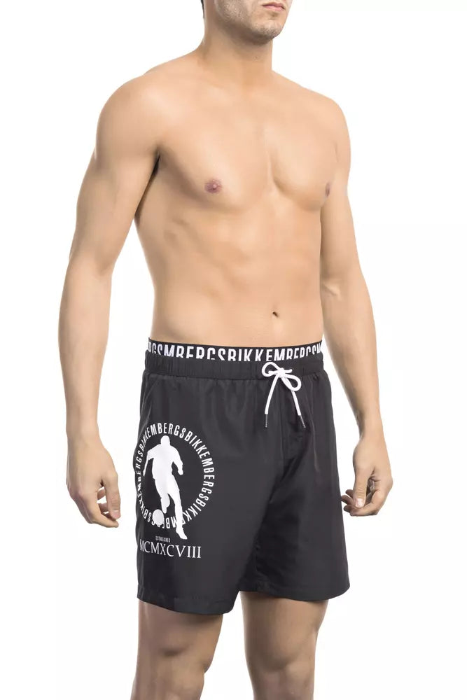 Bikkembergs Strakke gelaagde zwemshort met logodetail