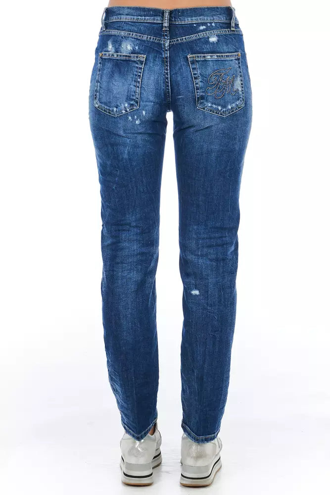 Frankie Morello Blauwe Katoenen Damesjeans