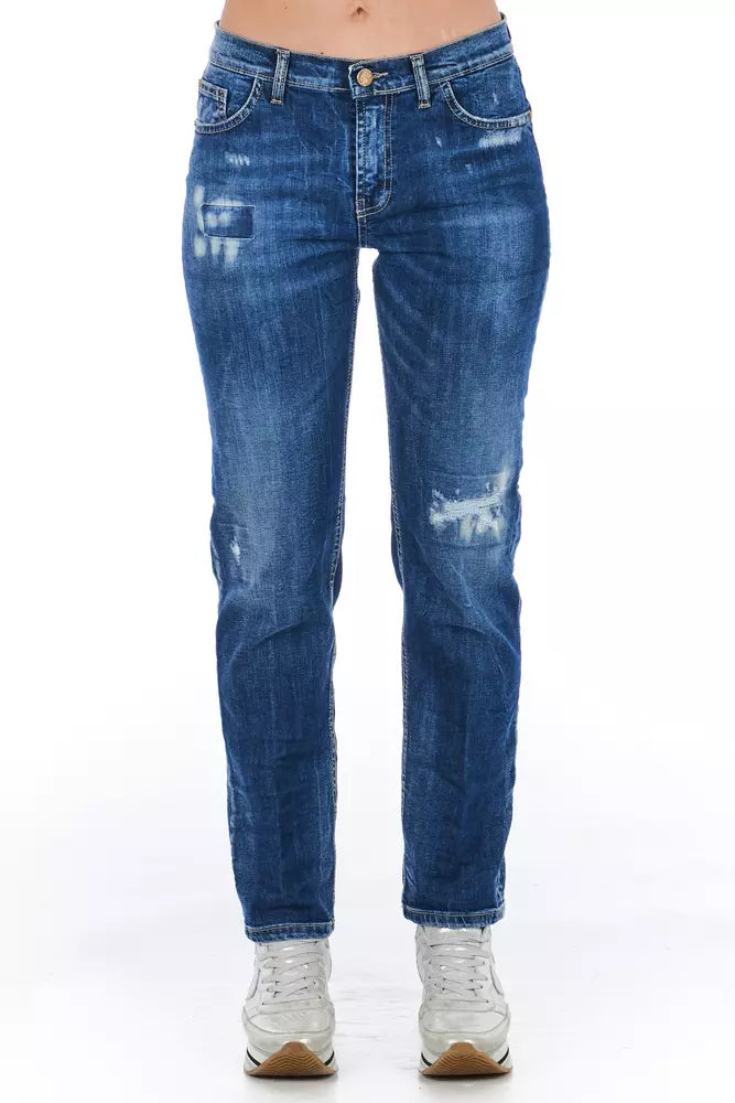 Frankie Morello Blauwe Katoenen Damesjeans