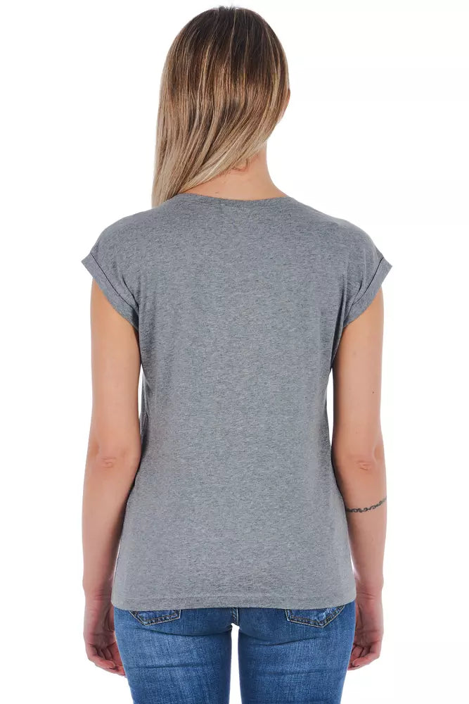Frankie Morello Grijs Katoenen Dames T-shirt