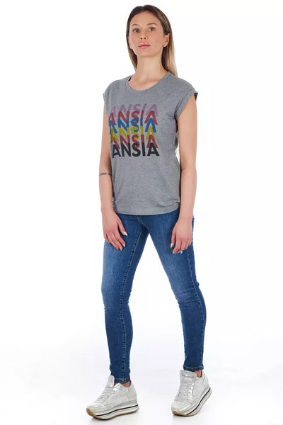 Frankie Morello Grijs Katoenen Dames T-shirt