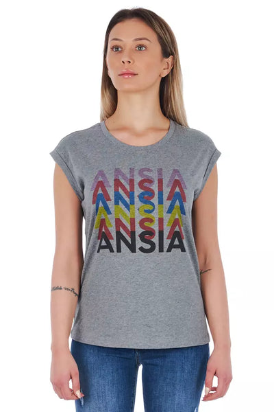 Frankie Morello Grijs Katoenen Dames T-shirt