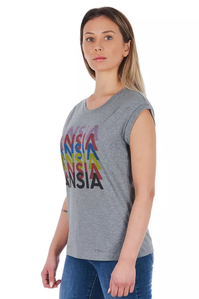 Frankie Morello Grijs Katoenen Dames T-shirt