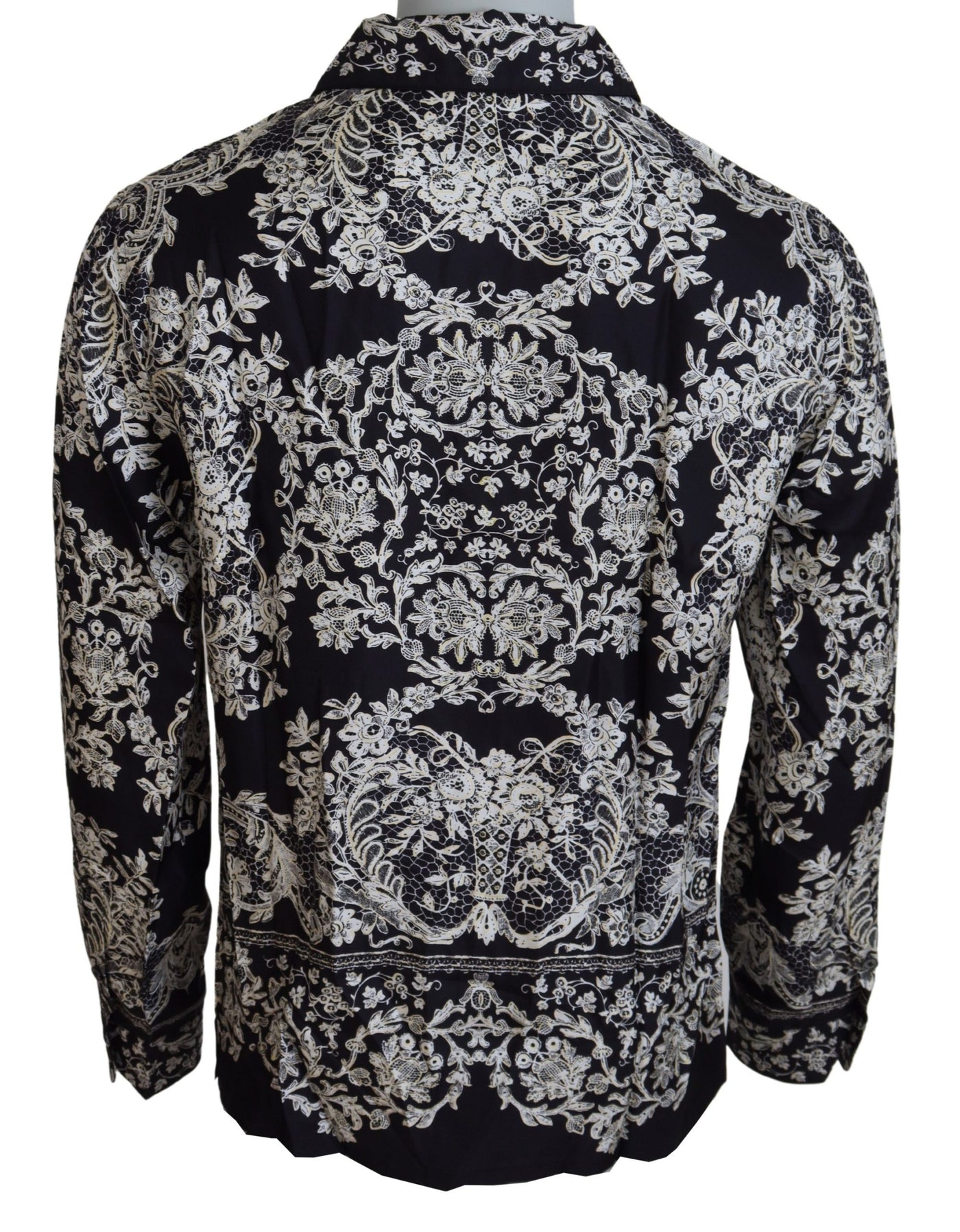 Chemise décontractée en satin baroque à fleurs bleues Dolce &amp; Gabbana
