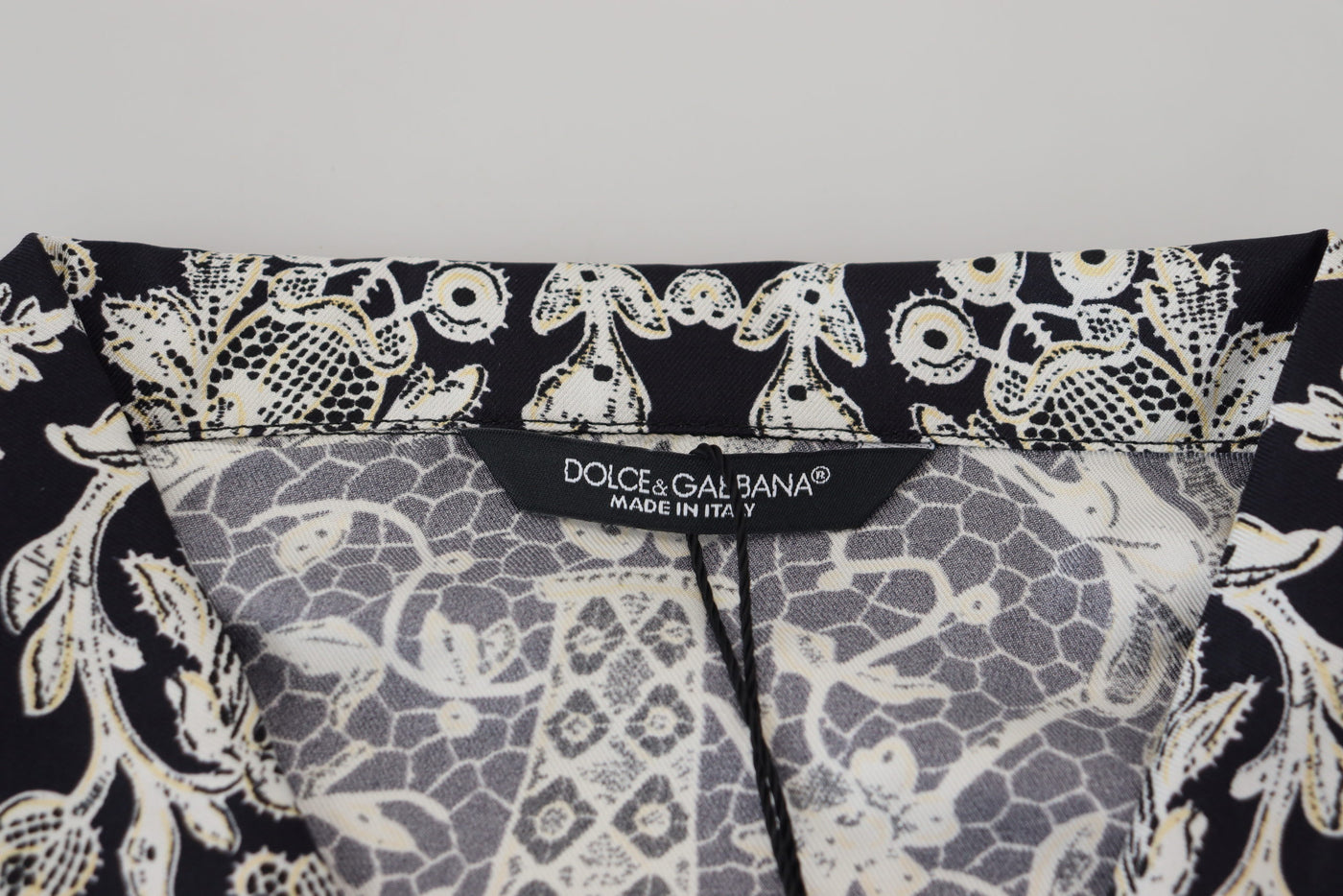 Chemise décontractée en satin baroque à fleurs bleues Dolce &amp; Gabbana