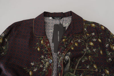 Dolce &amp; Gabbana Bordeaux Struisvogel Zijden Satijn Casual Herenoverhemd
