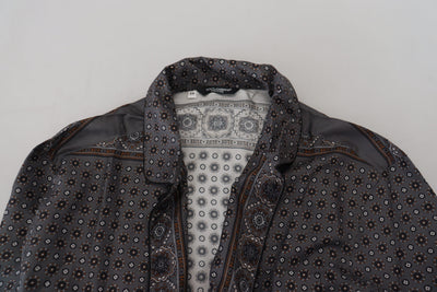 Dolce &amp; Gabbana Grijs Barok Zijden Satijnen Casual Shirt