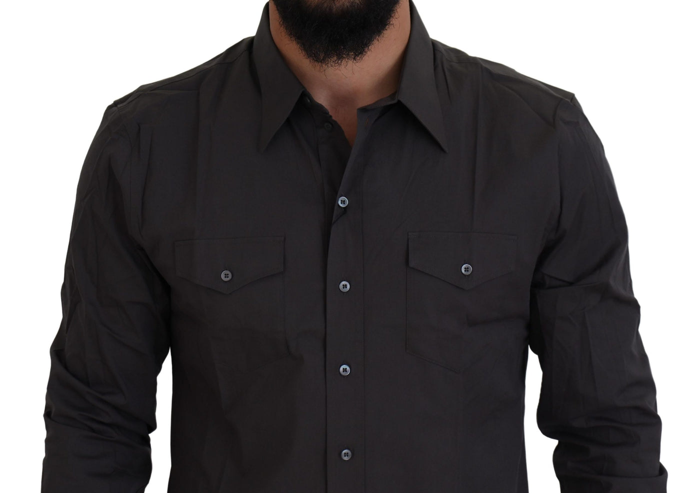 Chemise habillée stretch coupe slim grise SICILIA de Dolce &amp; Gabbana