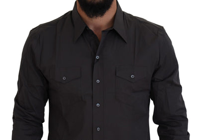 Chemise habillée stretch coupe slim grise SICILIA de Dolce &amp; Gabbana