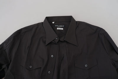 Chemise habillée stretch coupe slim grise SICILIA de Dolce &amp; Gabbana