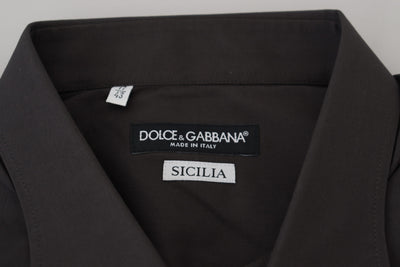 Chemise habillée stretch coupe slim grise SICILIA de Dolce &amp; Gabbana