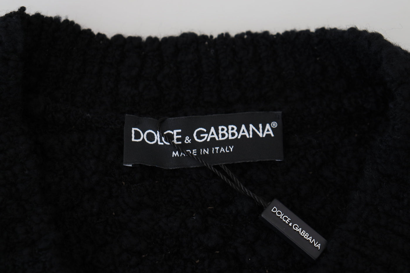 Dolce &amp; Gabbana Zwarte Wollen V-hals Gebreide Trui