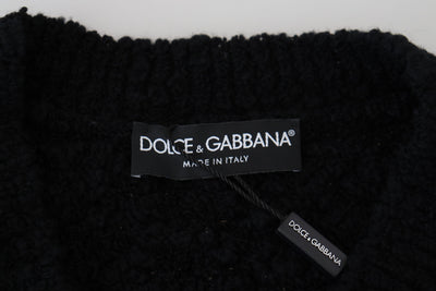 Dolce &amp; Gabbana Zwarte Wollen V-hals Gebreide Trui