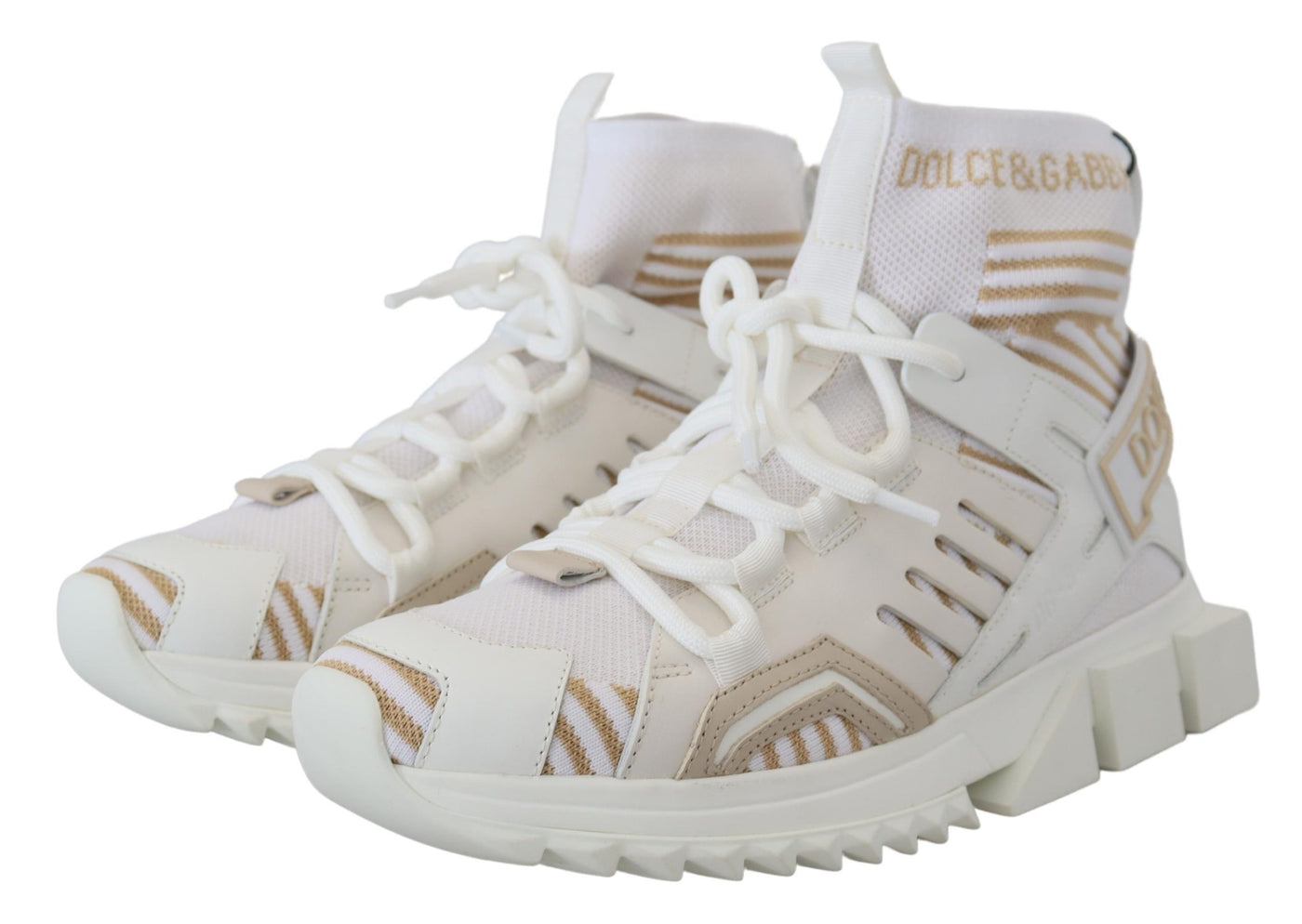 Dolce &amp; Gabbana Wit Beige Sorrento Sneakers Schoenen