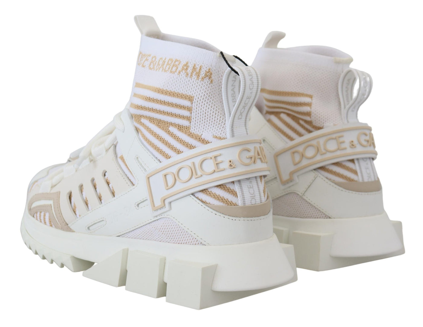 Dolce &amp; Gabbana Wit Beige Sorrento Sneakers Schoenen