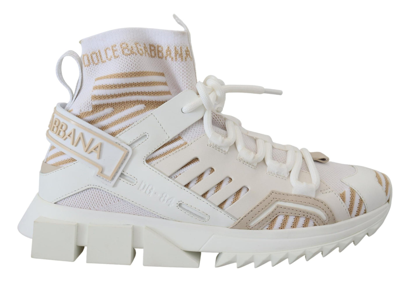 Dolce &amp; Gabbana Wit Beige Sorrento Sneakers Schoenen