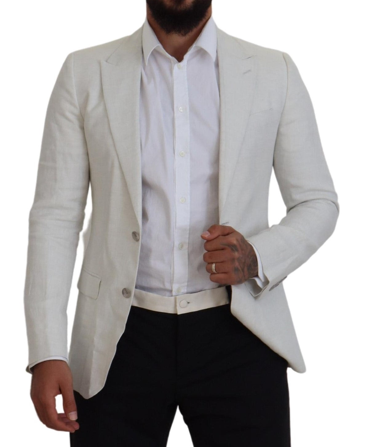 Blazer slim en lin blanc Dolce &amp; Gabbana