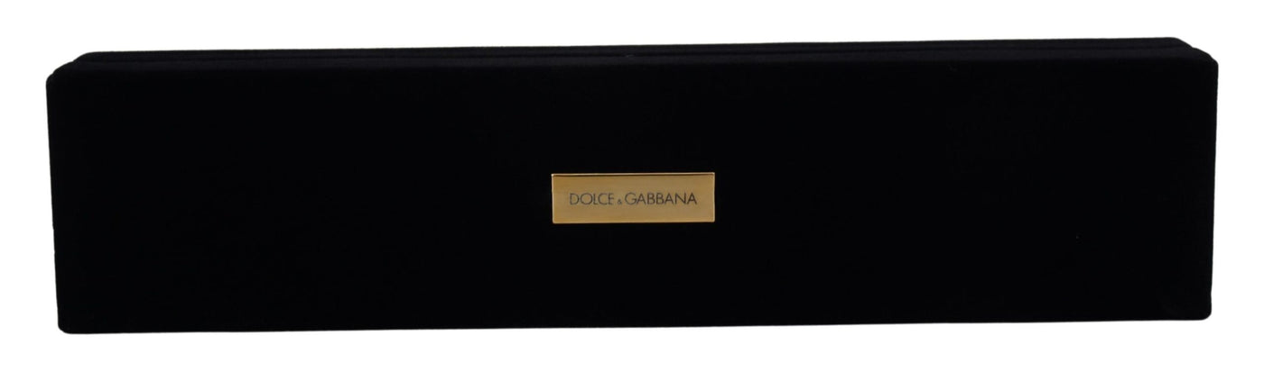 Dolce &amp; Gabbana Black Velvet Logo Plaque Opbergarmband Sieradendoos