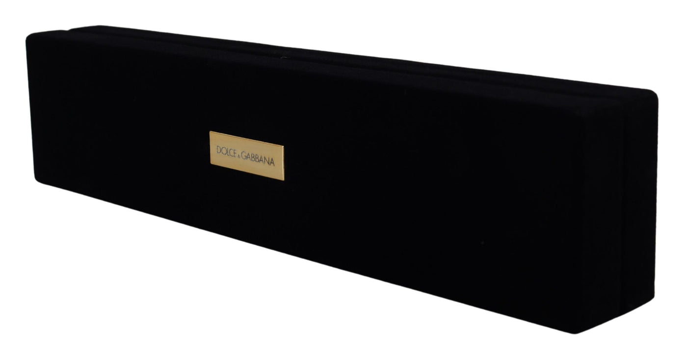 Dolce &amp; Gabbana Black Velvet Logo Plaque Opbergarmband Sieradendoos