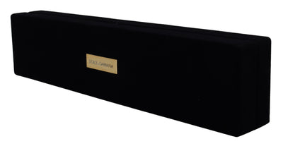 Dolce &amp; Gabbana Black Velvet Logo Plaque Opbergarmband Sieradendoos