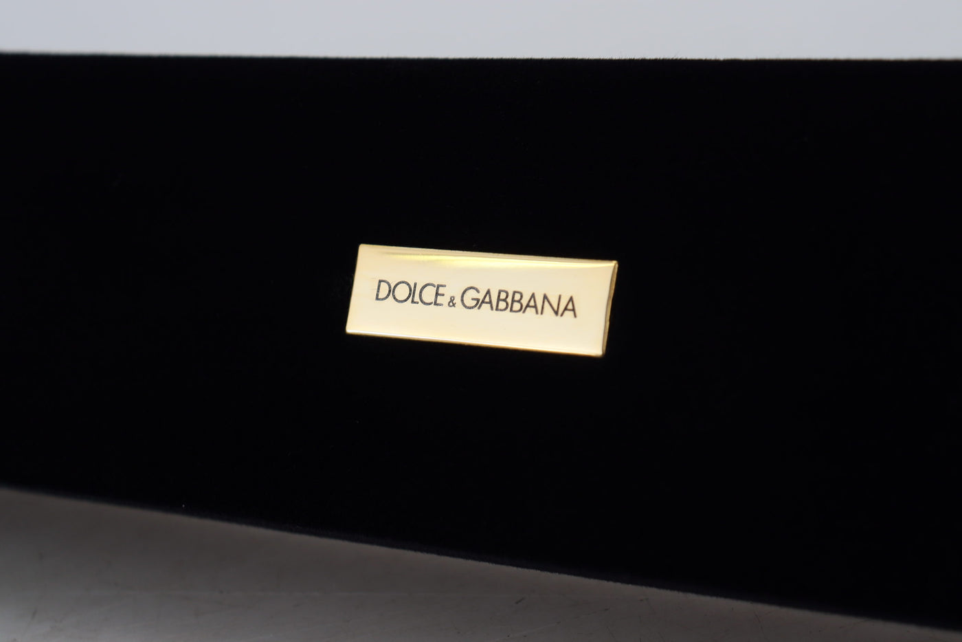 Dolce &amp; Gabbana Black Velvet Logo Plaque Opbergarmband Sieradendoos