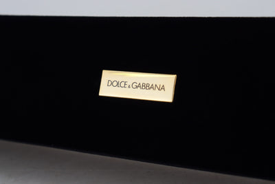 Dolce &amp; Gabbana Black Velvet Logo Plaque Opbergarmband Sieradendoos