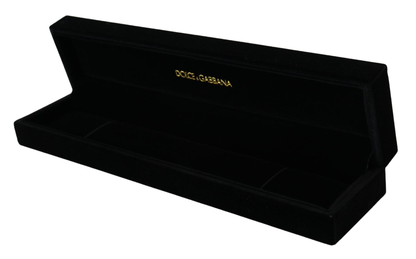 Dolce &amp; Gabbana Black Velvet Logo Plaque Opbergarmband Sieradendoos